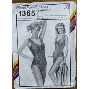 🧵Vintage 1991 Stretch & Sew 1365 Draped Swimsuits Bust Sz 30-46 Tanks One Piece